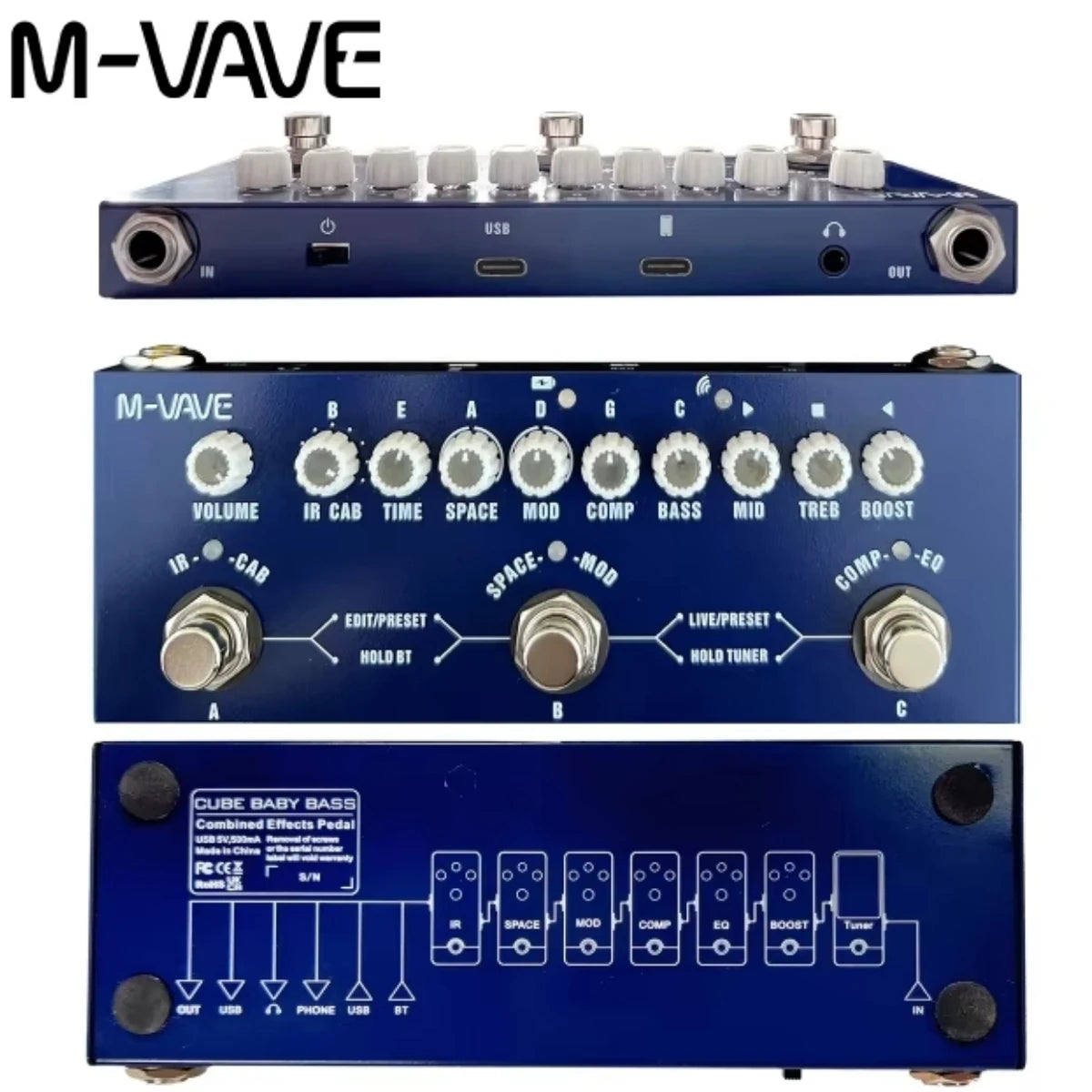 M-VAVE Cube Baby – Hub de Efeitos Portátil para Guitarra, Baixo e Violão