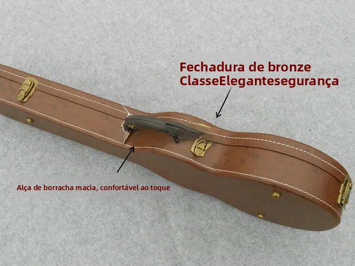 Brown Leather  Guitar Case Travel Piano Case Wood Exterior Sponge And Velvet Interior Guitar Bag for Air Travel