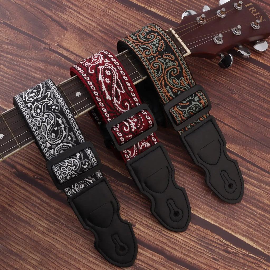 Correia Bordada Ajustável para Guitarra e Baixo