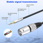 3.5mm para XLR Cabo de Áudio – Mini Jack 1/8" TRS para XLR Macho, Conector Profissional para Microfone, Mesa de Som e Amplificadores
