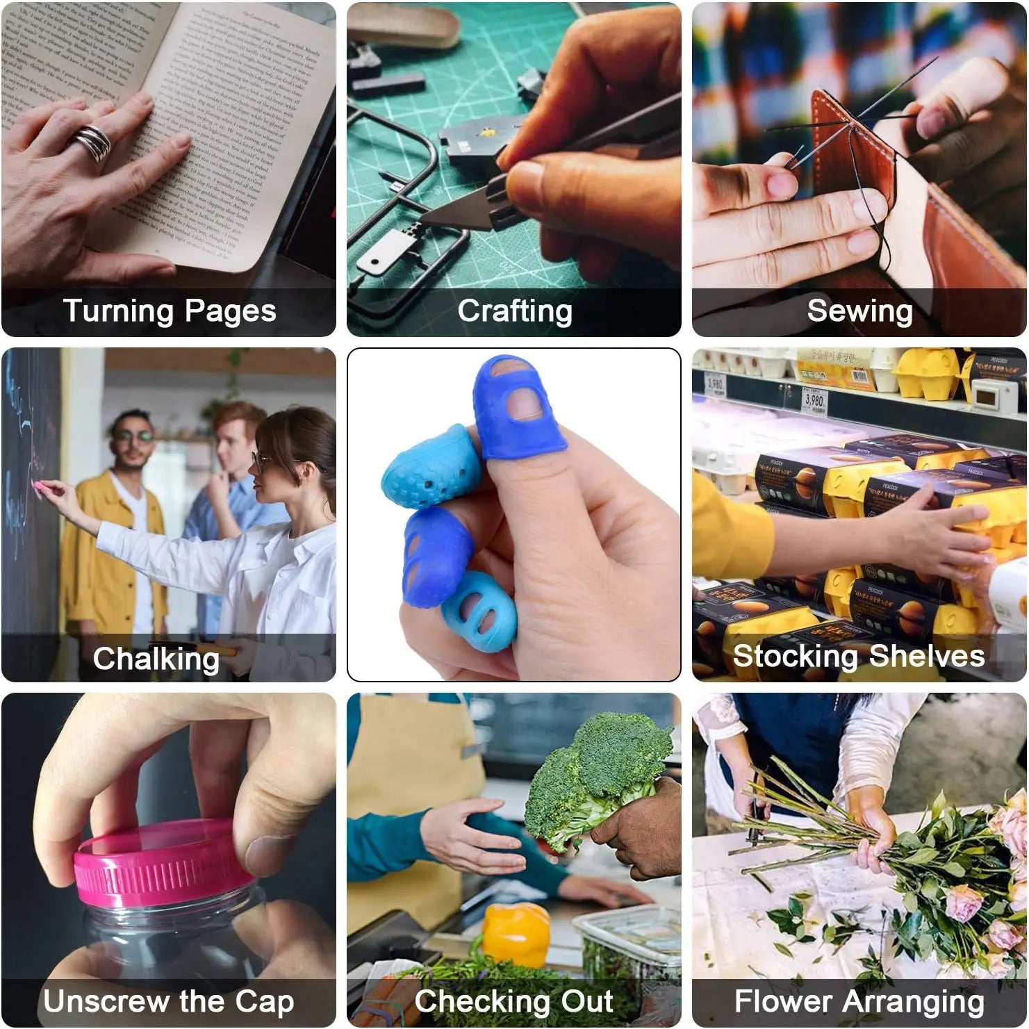 Protetores de Dedo em Silicone – Kit 16 Peças para Violão, Costura e Uso Geral