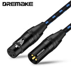DREMAKE XLR Microphone Cable – Cabo Profissional Balanceado 3 Pinos (Macho-Fêmea)