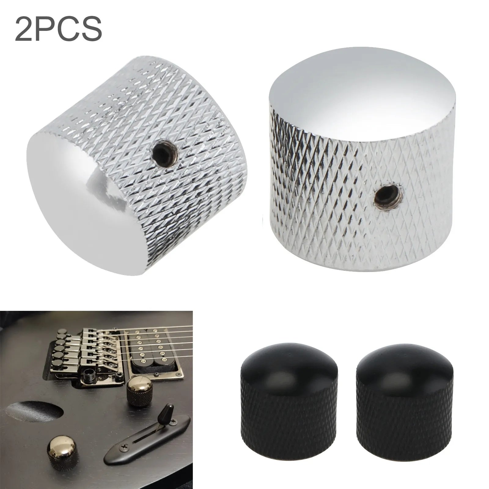 Knob BlackSilver – Botão de Volume em Metal para Guitarra e Baixo