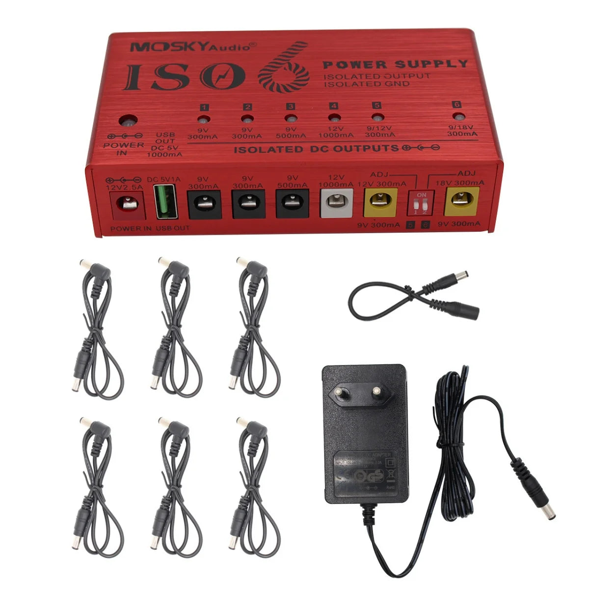 MOSKYAUDIO ISO-6 – Fonte de Alimentação Isolada para Pedais de Guitarra