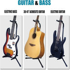 Vertical Guitar Stand – Suporte Dobrável e Ajustável para Guitarra, Baixo e Ukulele