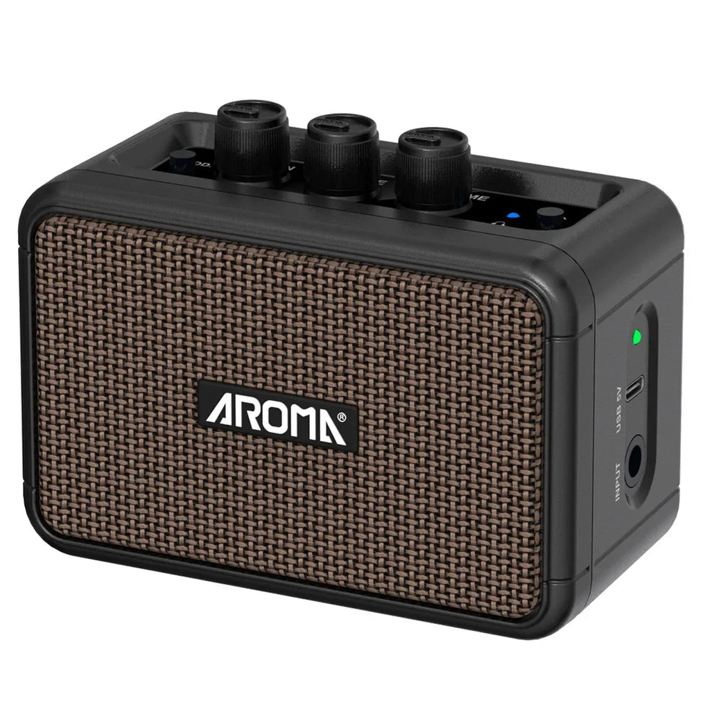 Aroma AG-04 – Mini Amplificador Portátil 5W com Bluetooth para Guitarra Elétrica