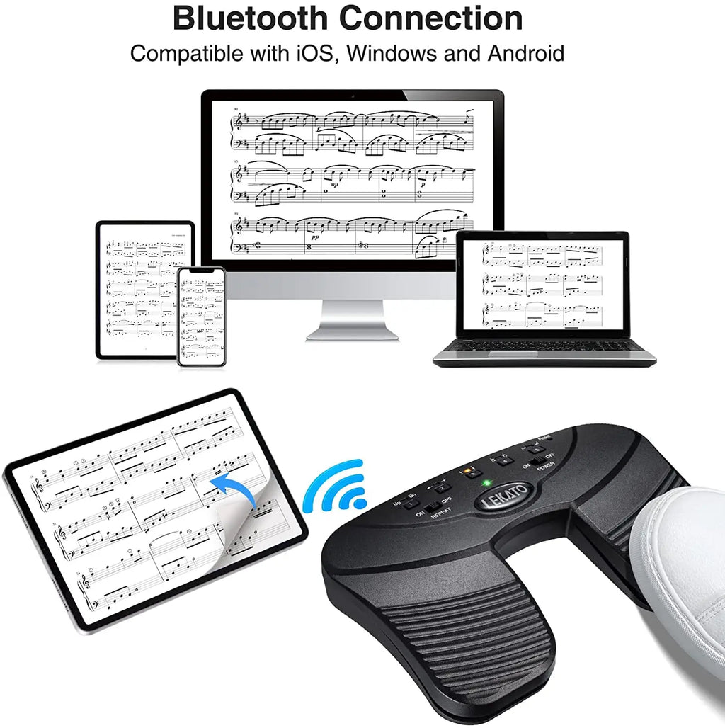 LEKATO Bluetooth Page Turner Pedal – Controlador para Música e Teleprompting