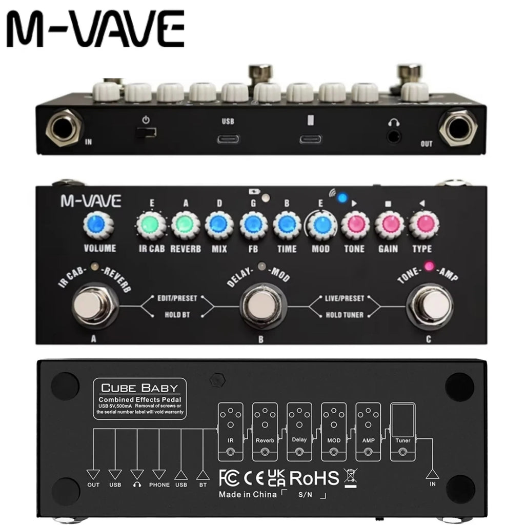 M-VAVE Cube Baby – Hub de Efeitos Portátil para Guitarra, Baixo e Violão