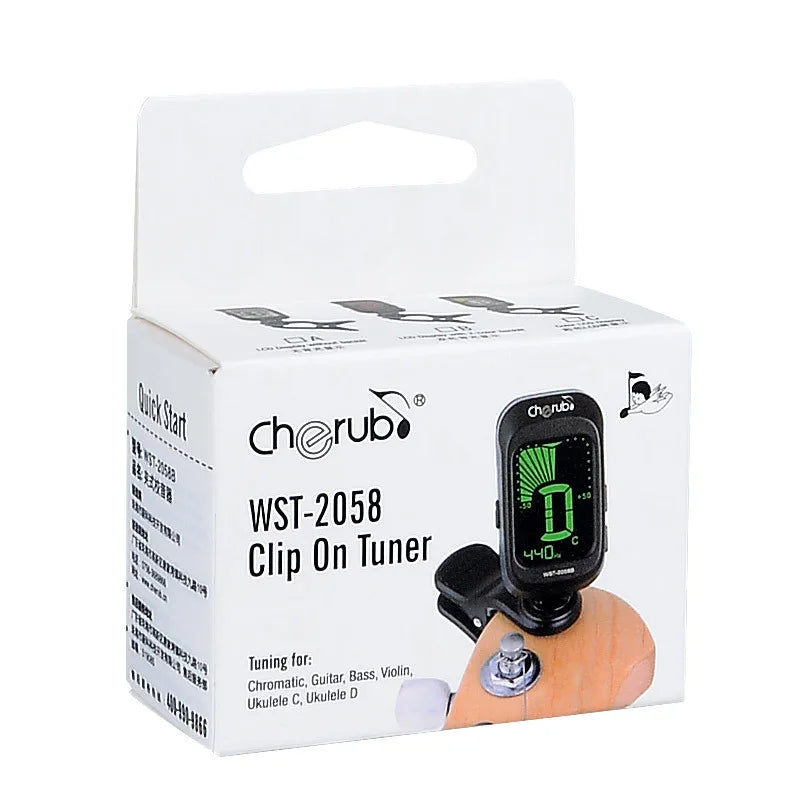 Cherub WST-2058B – Afinador Clip-On Cromático para Guitarra, Baixo, Violino e Ukulele
