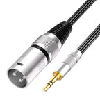 3.5mm para XLR Cabo de Áudio – Mini Jack 1/8" TRS para XLR Macho, Conector Profissional para Microfone, Mesa de Som e Amplificadores