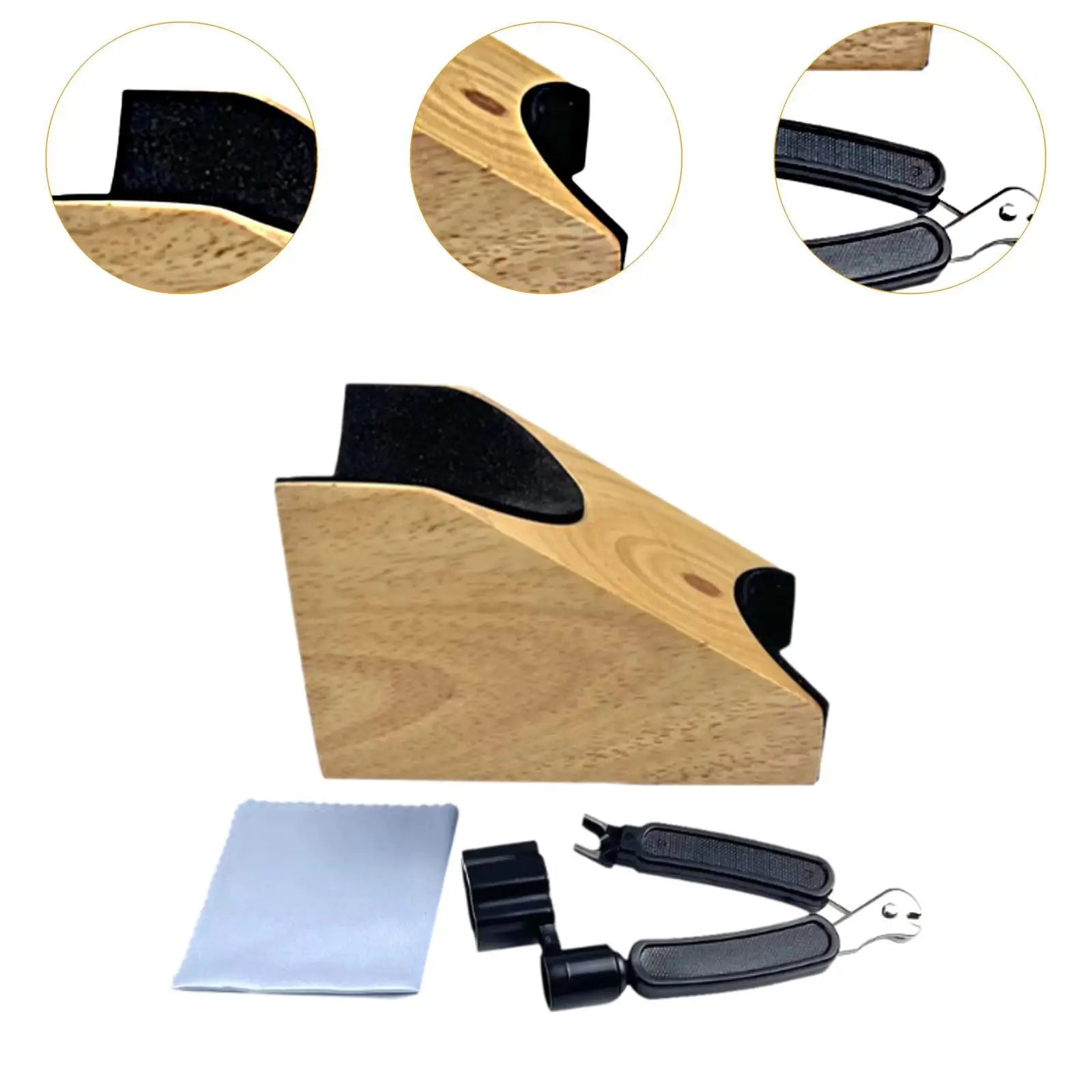 Guitar Neck Rest – Suporte de Pescoço em Madeira com Kit de Ferramentas para Guitarra, Baixo e Violão