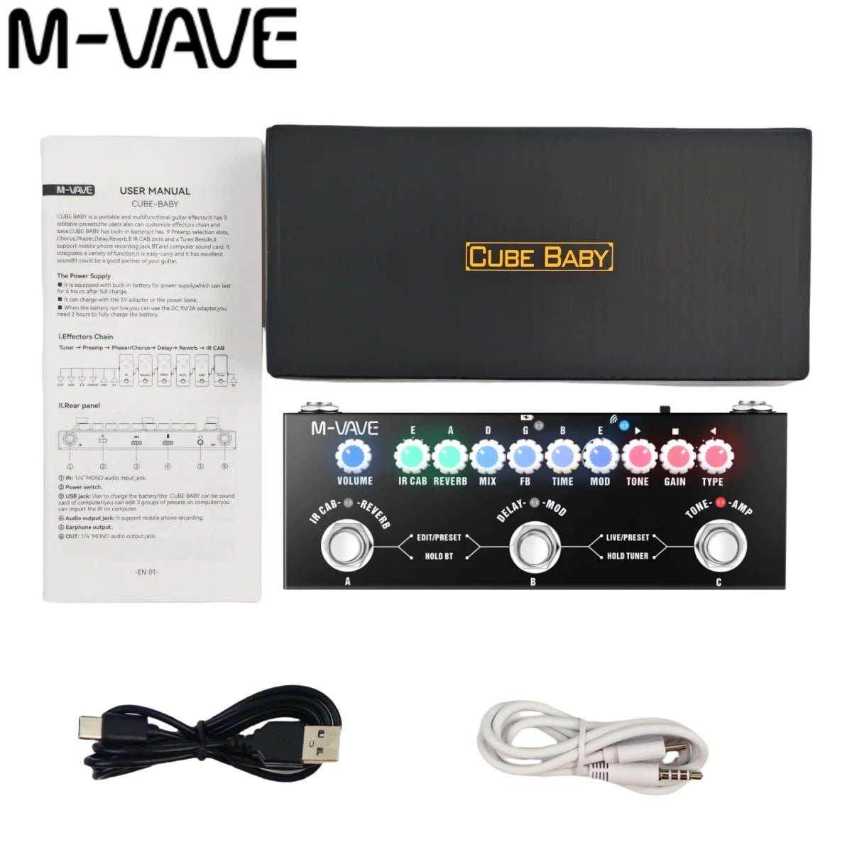 M-VAVE Cube Baby – Hub de Efeitos Portátil para Guitarra, Baixo e Violão