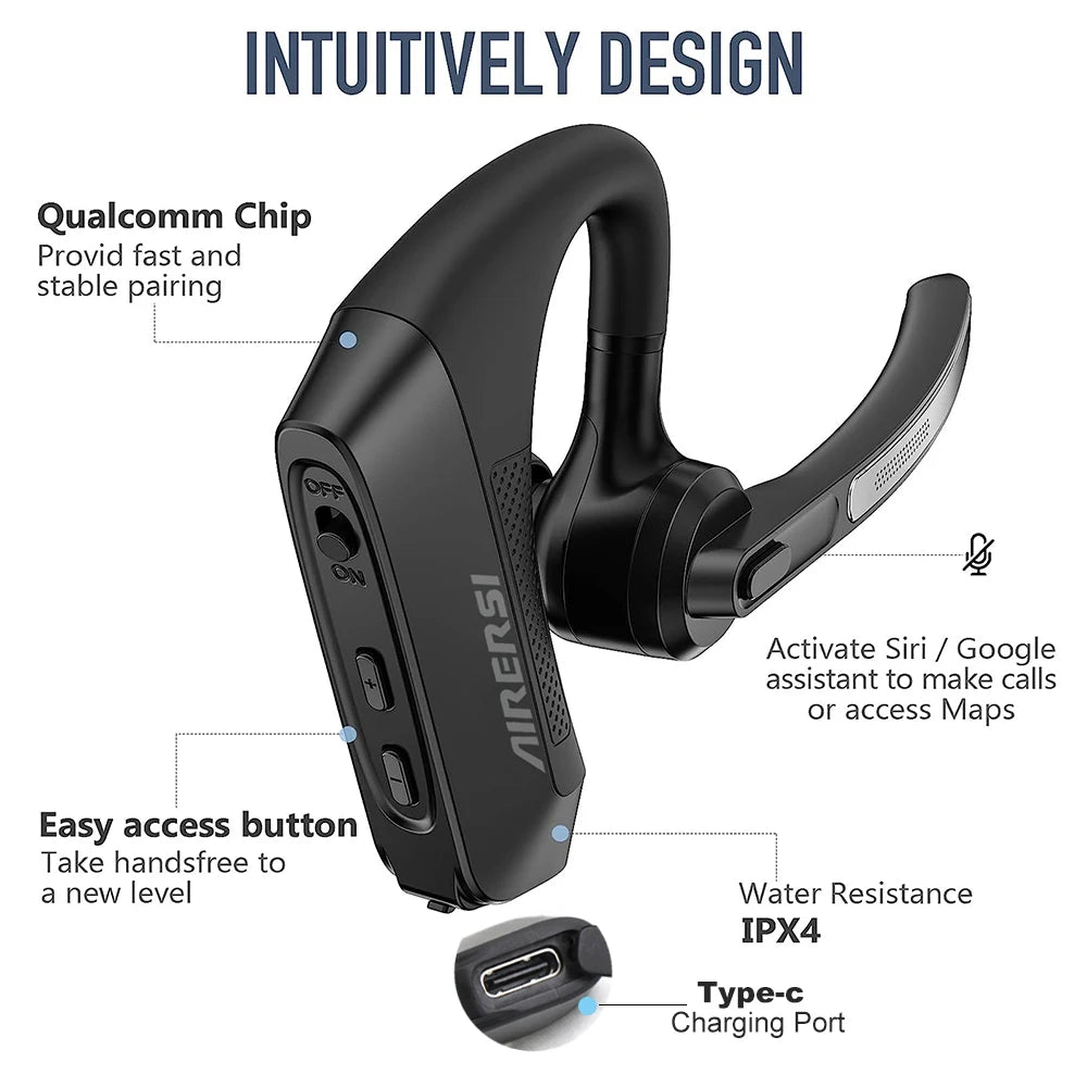 Airersi K21 – Fones de Ouvido Bluetooth 5.3 com Cancelamento Ativo de Ruído